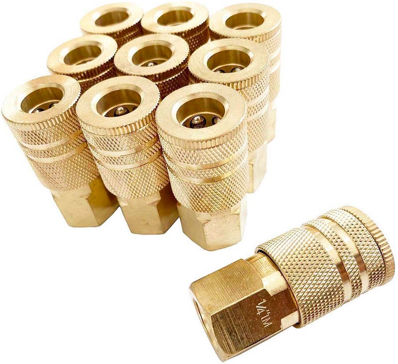 SANFU 1/4-Inch Brass Female Industrial Coupler  Air Hose Fittings 1/4-Inch Female Threads Quick Connector Air Coupler with Storage Case  10-Pack - Image 1
